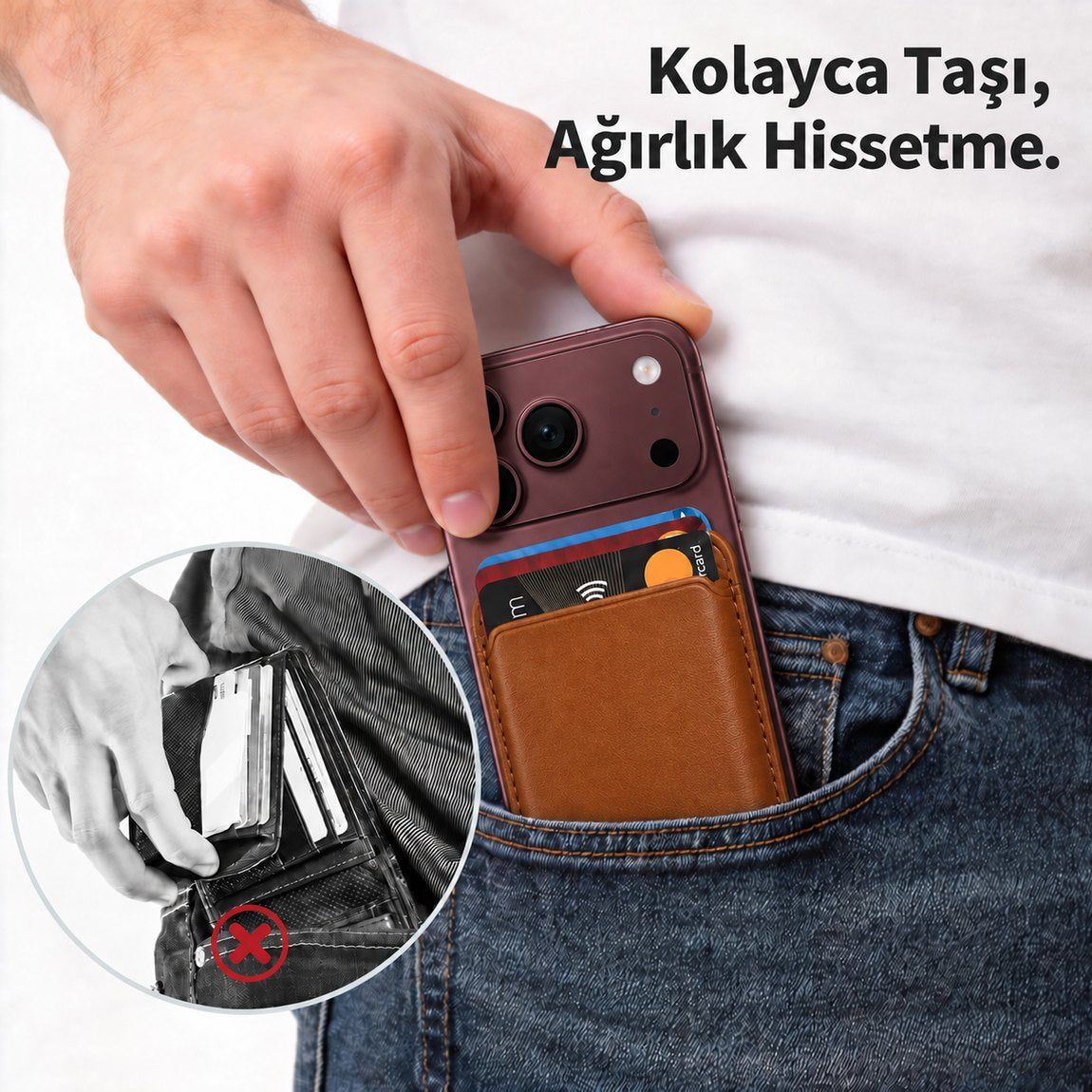 Cepte ince duran manyetik kart cüzdanı